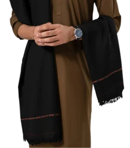 Handmade Wool Shawl For Men (Black) - Image 3