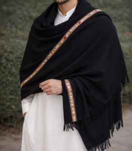 Handmade Wool Shawl For Men (Black)