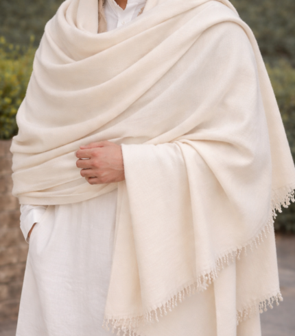 Handmade Wool Shawl For Men (off-white)